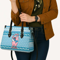 Pink Llama Christmas Leather Bag Xmas Holiday Patterns - Wonder Print Shop