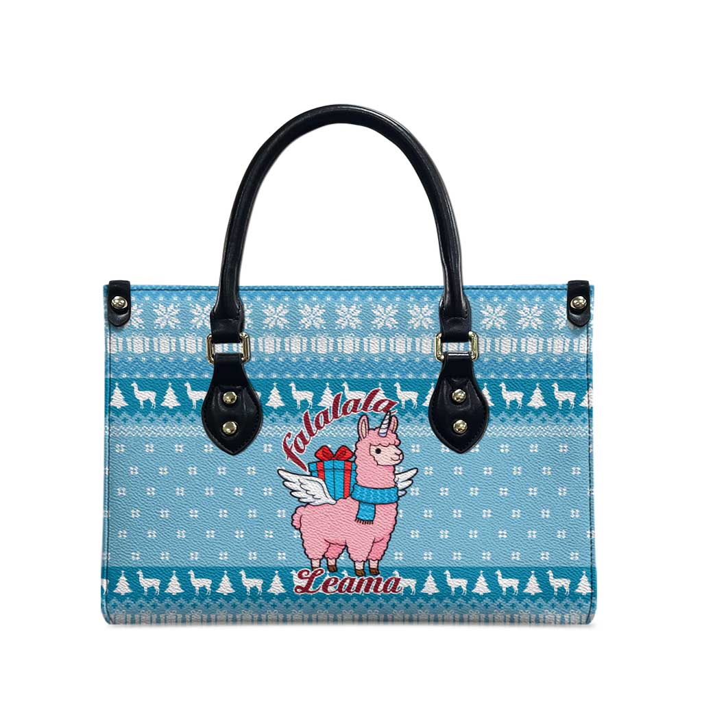 Pink Llama Christmas Leather Bag Xmas Holiday Patterns - Wonder Print Shop