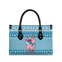 Pink Llama Christmas Leather Bag Xmas Holiday Patterns - Wonder Print Shop