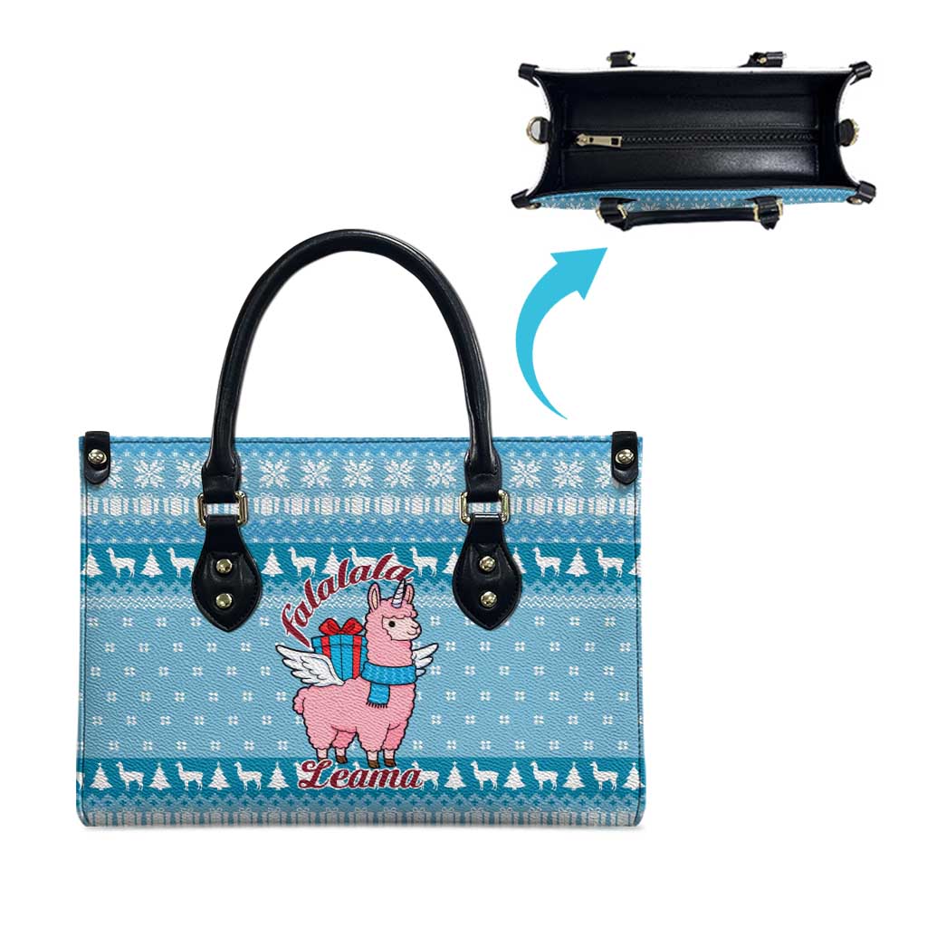 Pink Llama Christmas Leather Bag Xmas Holiday Patterns - Wonder Print Shop