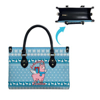Pink Llama Christmas Leather Bag Xmas Holiday Patterns - Wonder Print Shop