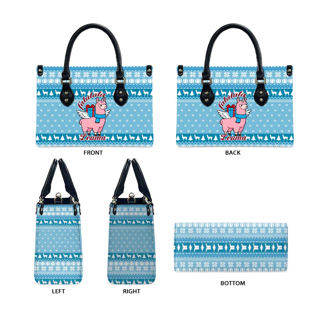 Pink Llama Christmas Leather Bag Xmas Holiday Patterns - Wonder Print Shop