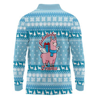 Pink Llama Christmas Long Sleeve Polo Shirt Xmas Holiday Patterns - Wonder Print Shop