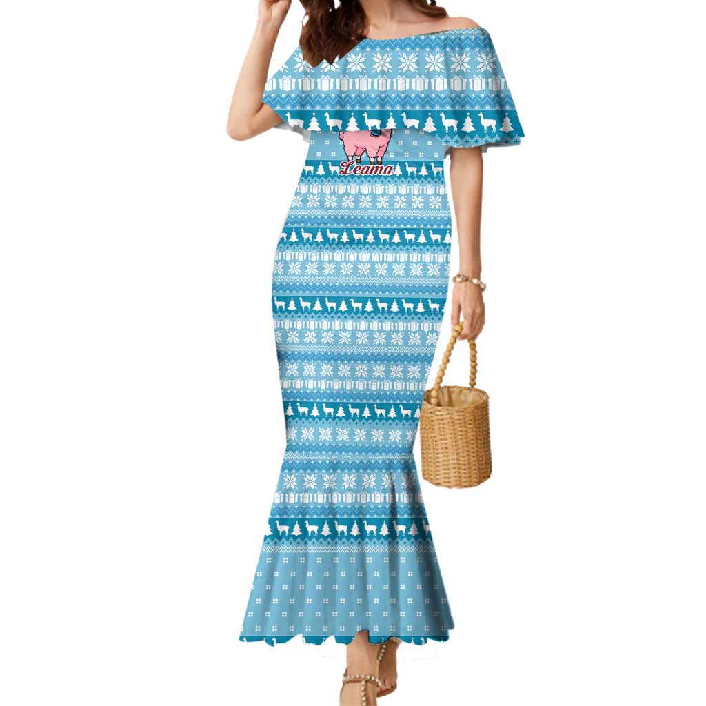 Pink Llama Christmas Mermaid Dress Xmas Holiday Patterns - Wonder Print Shop