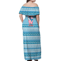 Pink Llama Christmas Off Shoulder Maxi Dress Xmas Holiday Patterns - Wonder Print Shop