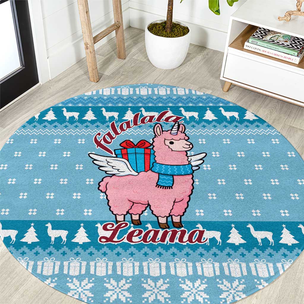 Pink Llama Christmas Round Carpet Xmas Holiday Patterns - Wonder Print Shop