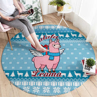 Pink Llama Christmas Round Carpet Xmas Holiday Patterns - Wonder Print Shop