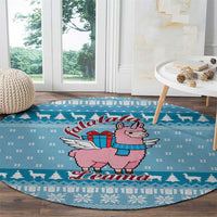 Pink Llama Christmas Round Carpet Xmas Holiday Patterns - Wonder Print Shop