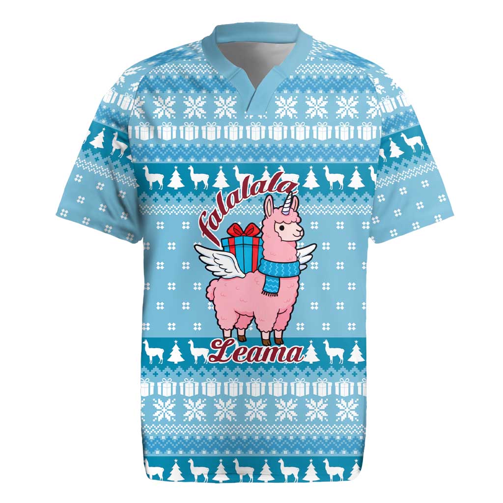 Pink Llama Christmas Rugby Jersey Xmas Holiday Patterns - Wonder Print Shop