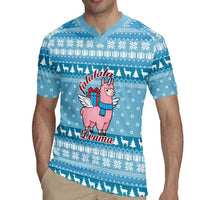 Pink Llama Christmas Rugby Jersey Xmas Holiday Patterns - Wonder Print Shop