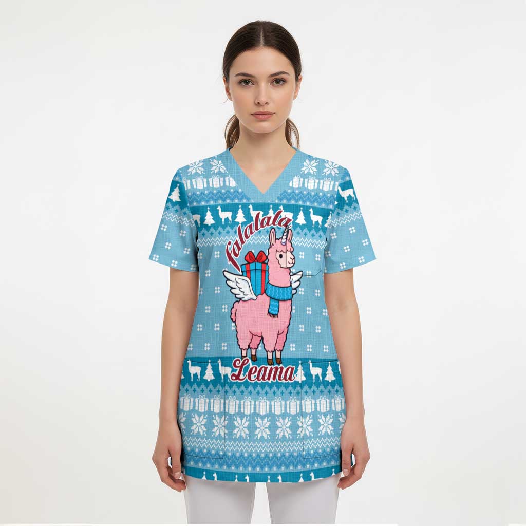 Pink Llama Christmas Scrub Top Xmas Holiday Patterns - Wonder Print Shop