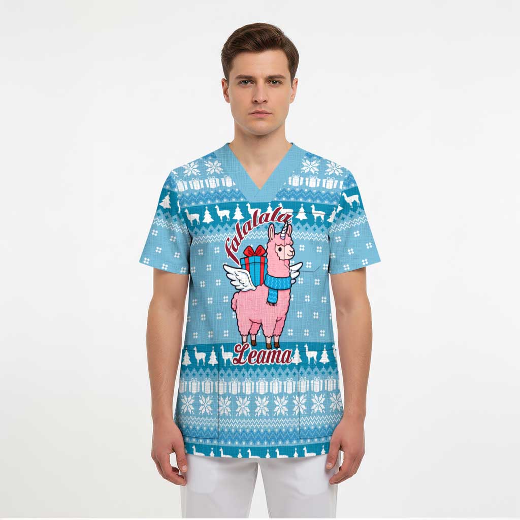 Pink Llama Christmas Scrub Top Xmas Holiday Patterns - Wonder Print Shop