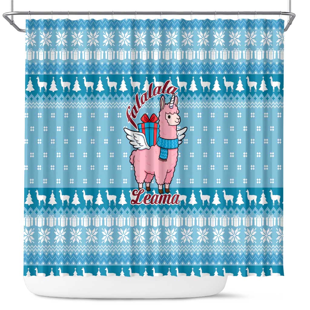Pink Llama Christmas Shower Curtain Xmas Holiday Patterns - Wonder Print Shop
