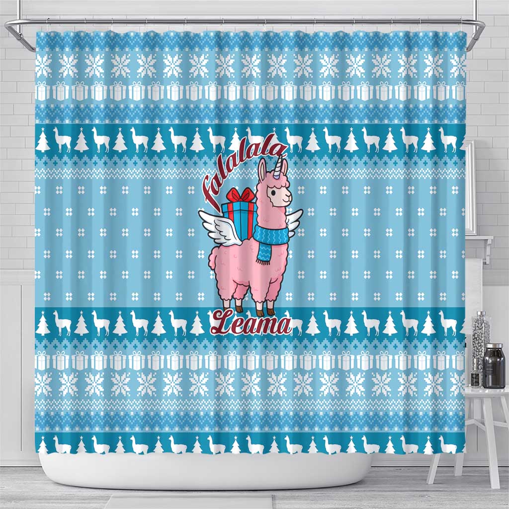 Pink Llama Christmas Shower Curtain Xmas Holiday Patterns - Wonder Print Shop