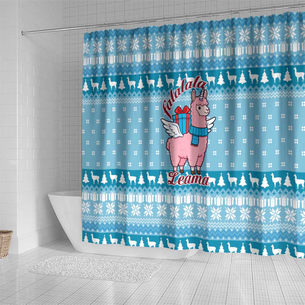 Pink Llama Christmas Shower Curtain Xmas Holiday Patterns - Wonder Print Shop