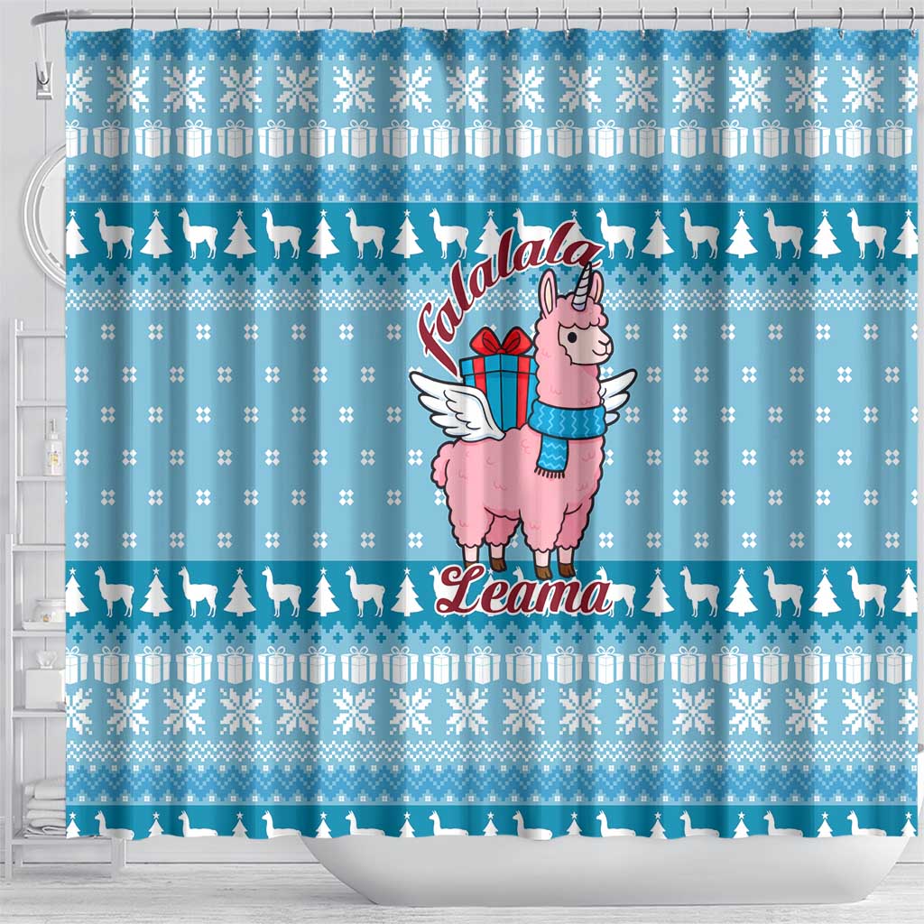 Pink Llama Christmas Shower Curtain Xmas Holiday Patterns - Wonder Print Shop