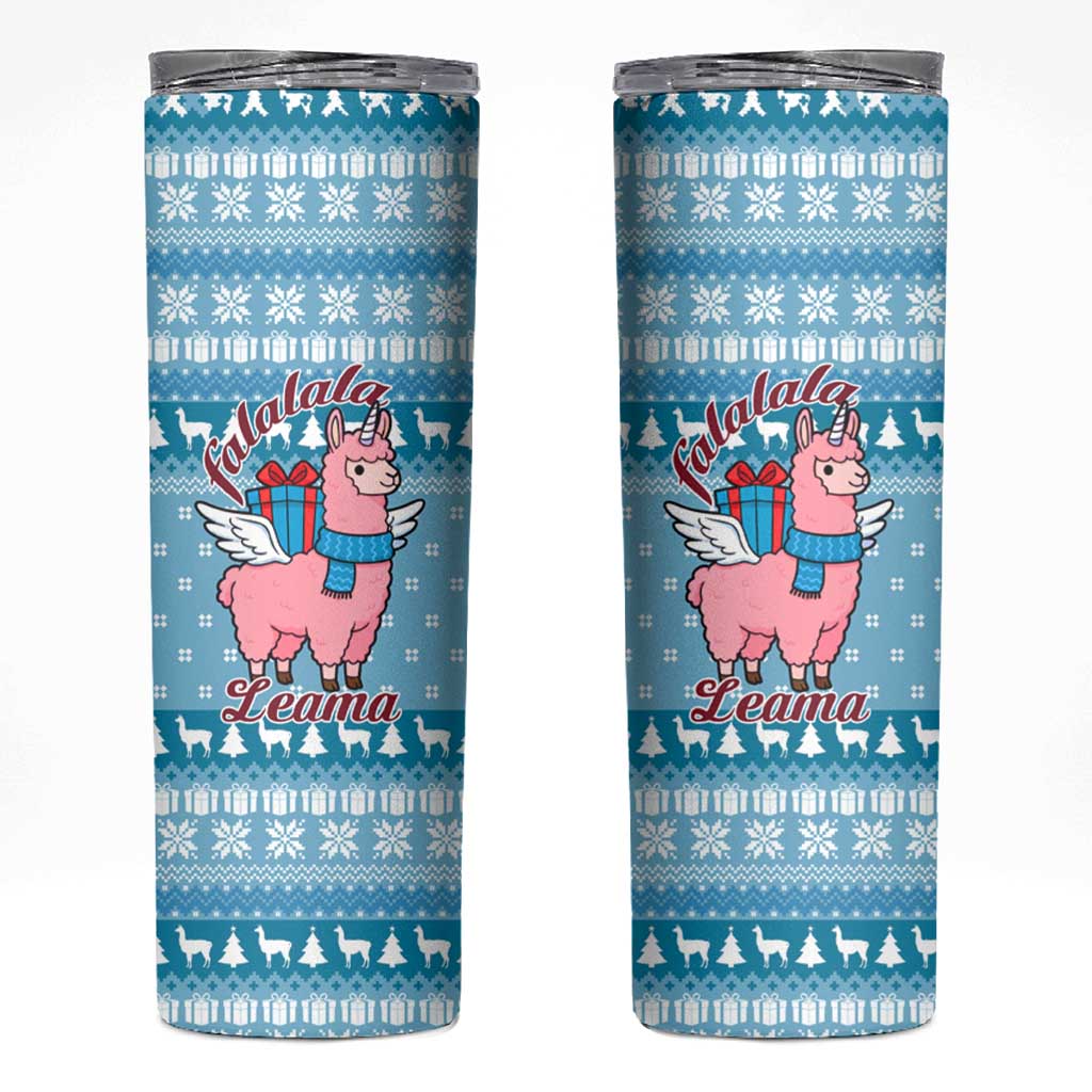 Pink Llama Christmas Skinny Tumbler Xmas Holiday Patterns - Wonder Print Shop