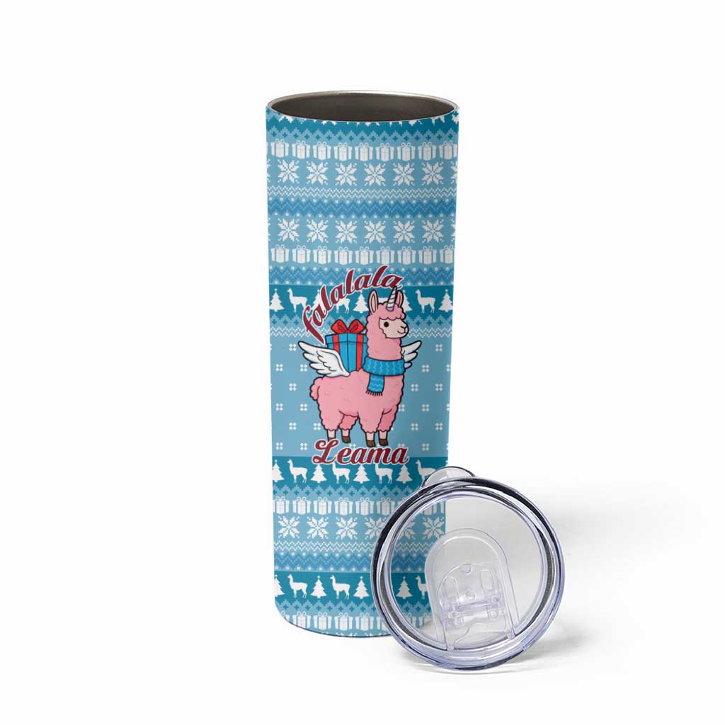 Pink Llama Christmas Skinny Tumbler Xmas Holiday Patterns - Wonder Print Shop