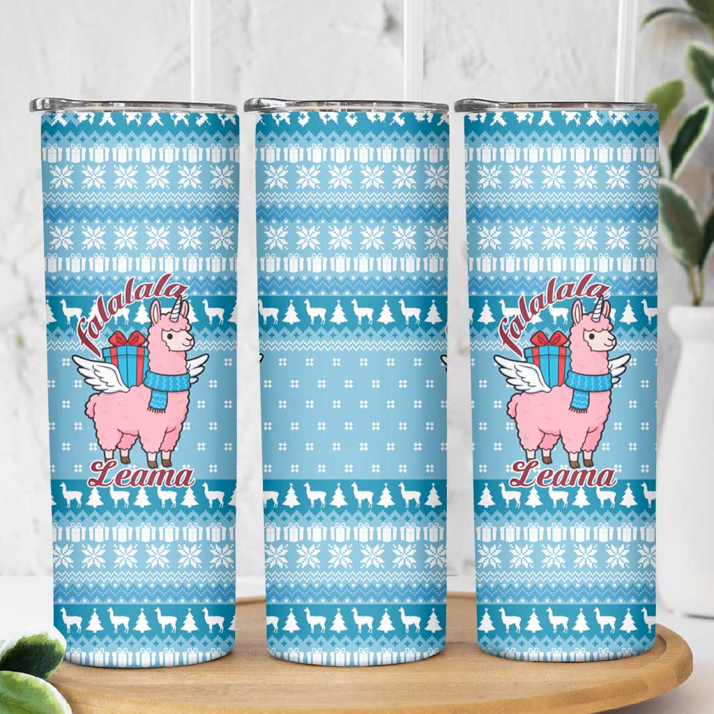 Pink Llama Christmas Skinny Tumbler Xmas Holiday Patterns - Wonder Print Shop