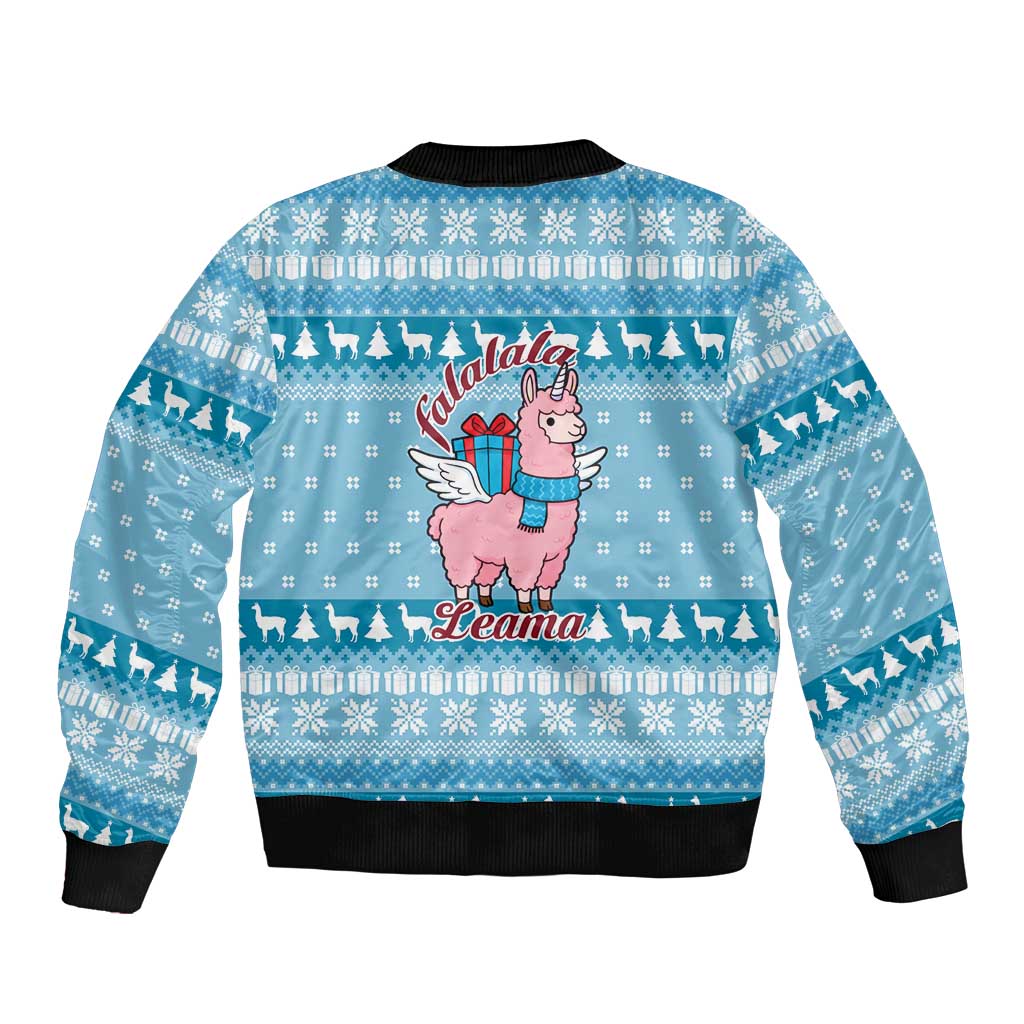 Pink Llama Christmas Sleeve Zip Bomber Jacket Xmas Holiday Patterns - Wonder Print Shop