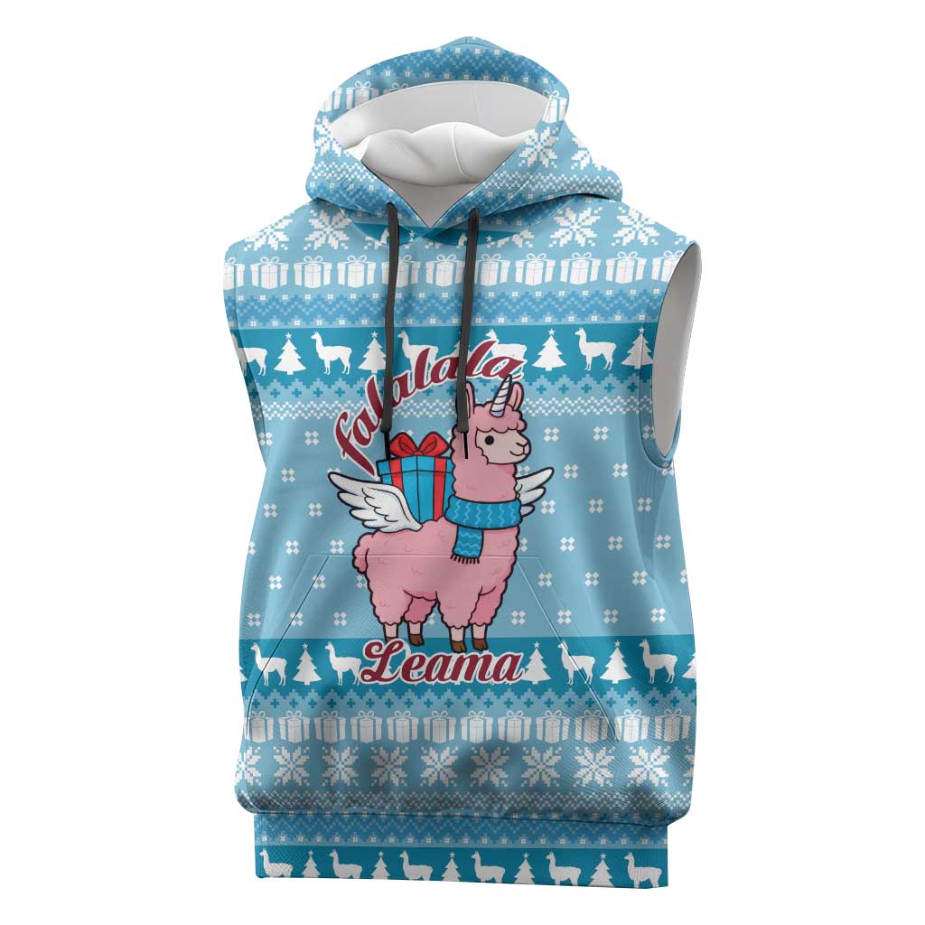 Pink Llama Christmas Sleeveless Hoodie Xmas Holiday Patterns - Wonder Print Shop
