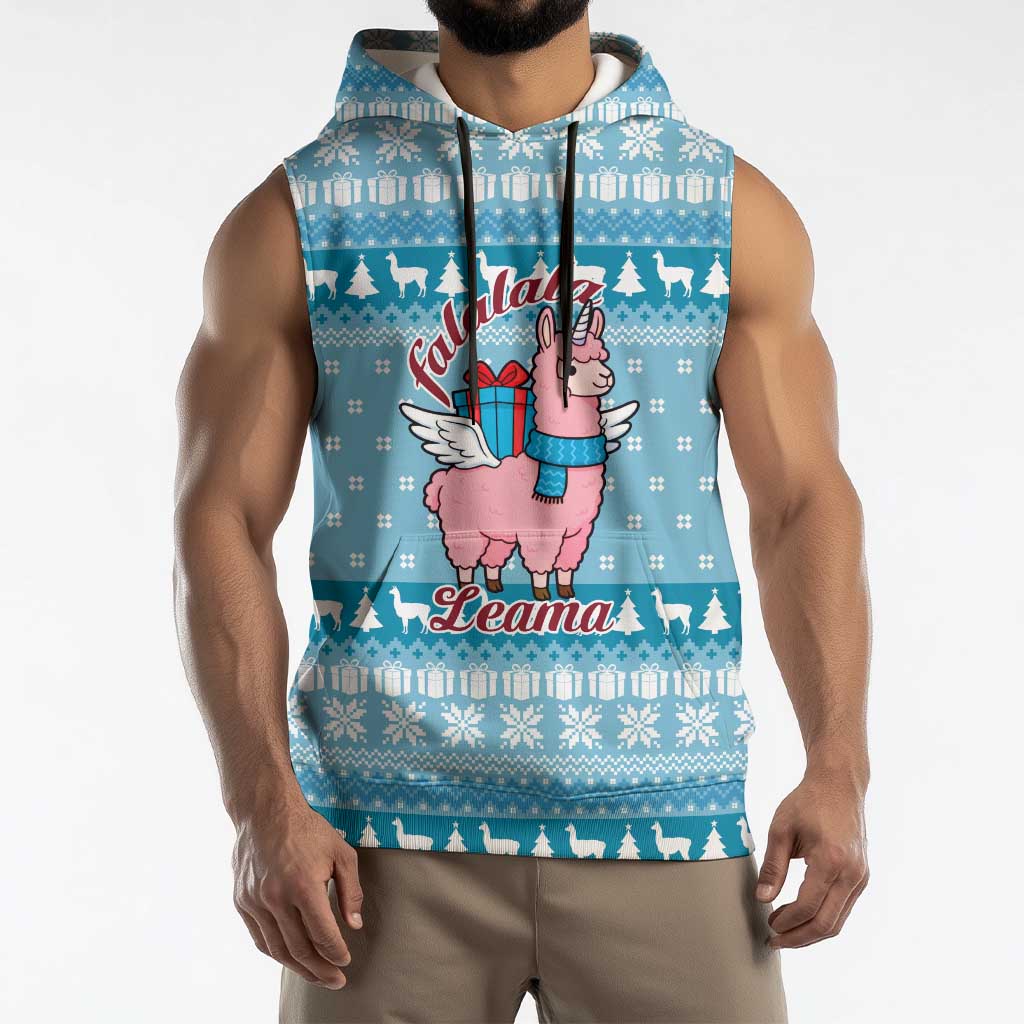 Pink Llama Christmas Sleeveless Hoodie Xmas Holiday Patterns - Wonder Print Shop