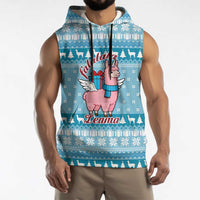 Pink Llama Christmas Sleeveless Hoodie Xmas Holiday Patterns - Wonder Print Shop