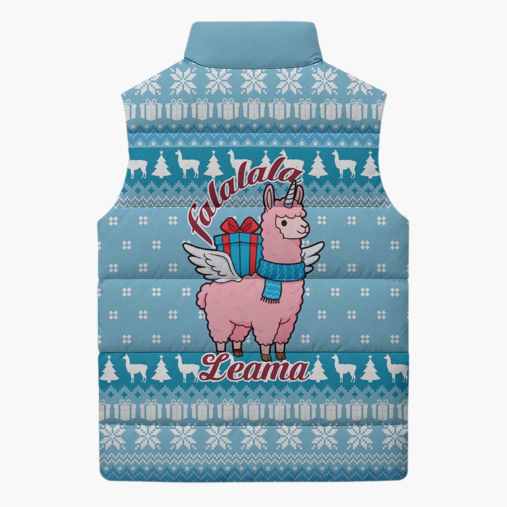 Pink Llama Christmas Sleeveless Puffer Jacket Xmas Holiday Patterns - Wonder Print Shop