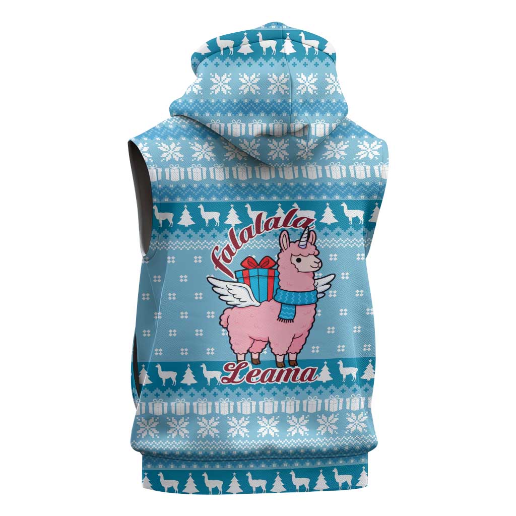 Pink Llama Christmas Sleeveless Zip Hoodie Xmas Holiday Patterns - Wonder Print Shop