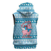 Pink Llama Christmas Sleeveless Zip Hoodie Xmas Holiday Patterns - Wonder Print Shop