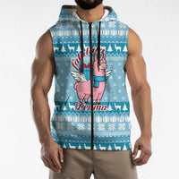 Pink Llama Christmas Sleeveless Zip Hoodie Xmas Holiday Patterns - Wonder Print Shop