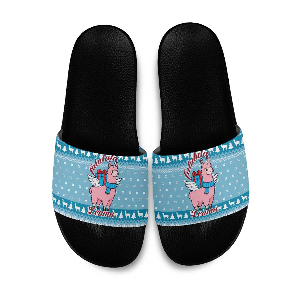Pink Llama Christmas Slide Sandals Xmas Holiday Patterns - Wonder Print Shop
