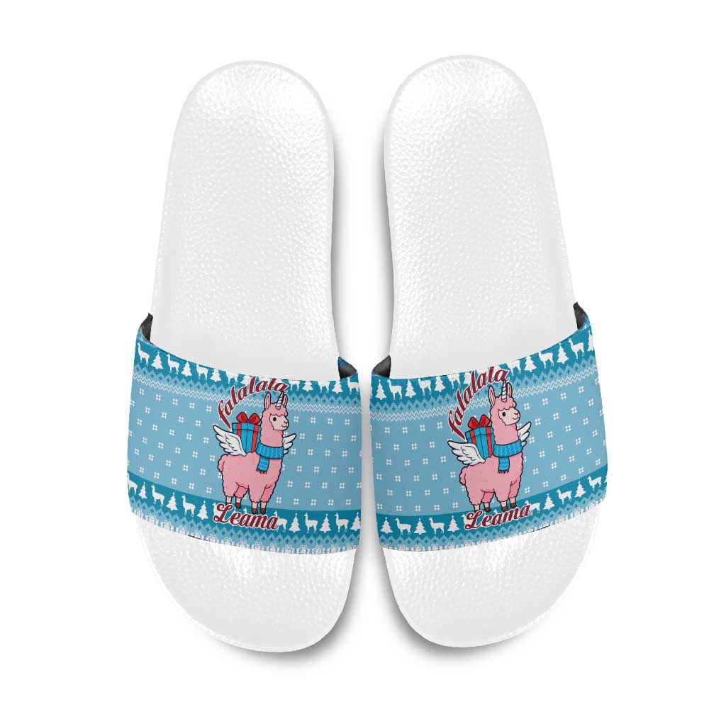 Pink Llama Christmas Slide Sandals Xmas Holiday Patterns - Wonder Print Shop