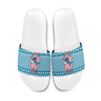 Pink Llama Christmas Slide Sandals Xmas Holiday Patterns - Wonder Print Shop