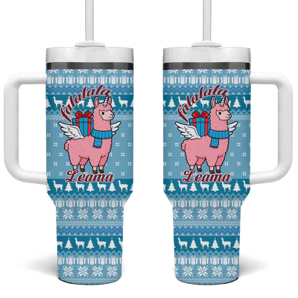 Pink Llama Christmas Tumbler With Handle Xmas Holiday Patterns - Wonder Print Shop