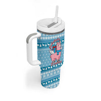 Pink Llama Christmas Tumbler With Handle Xmas Holiday Patterns - Wonder Print Shop