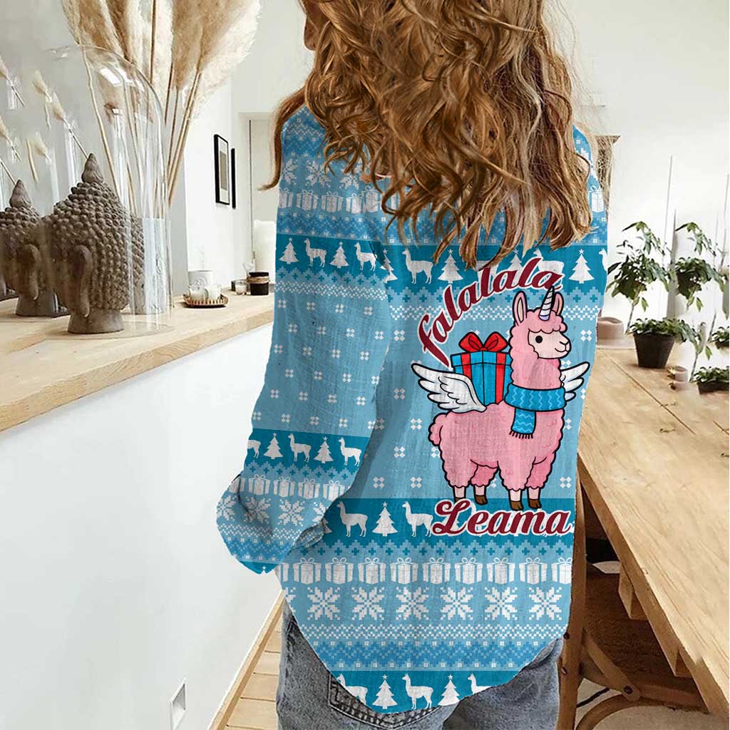 Pink Llama Christmas Women Casual Shirt Xmas Holiday Patterns - undefined
