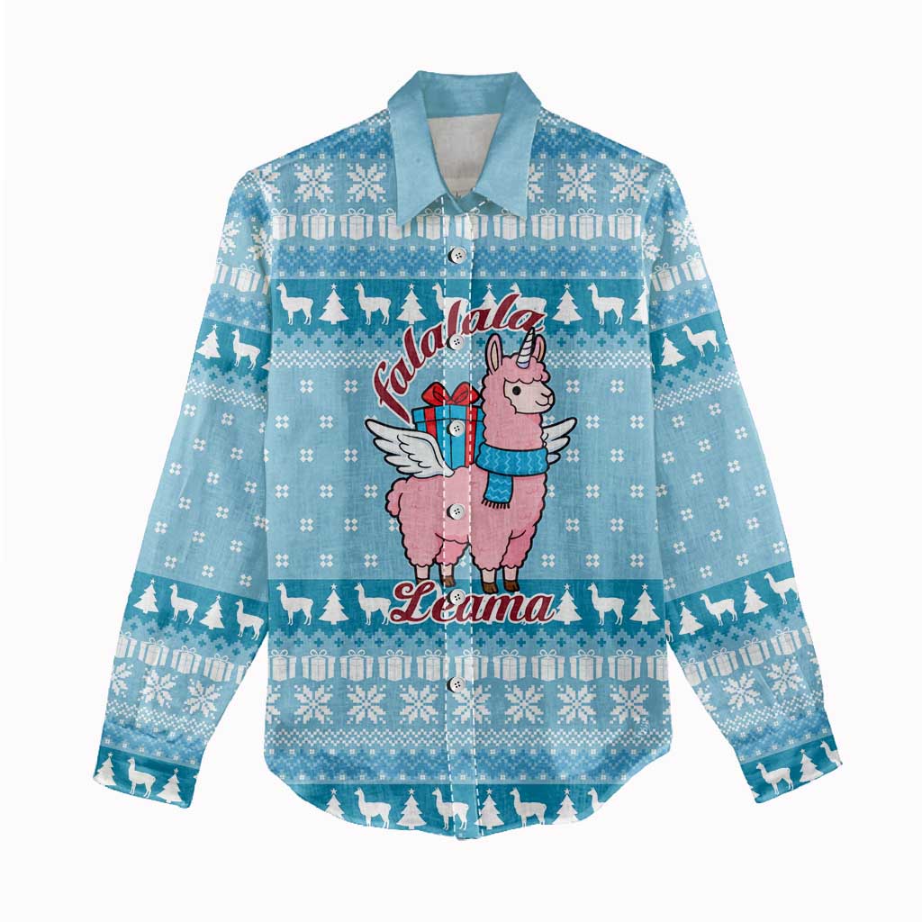 Pink Llama Christmas Women Casual Shirt Xmas Holiday Patterns - undefined
