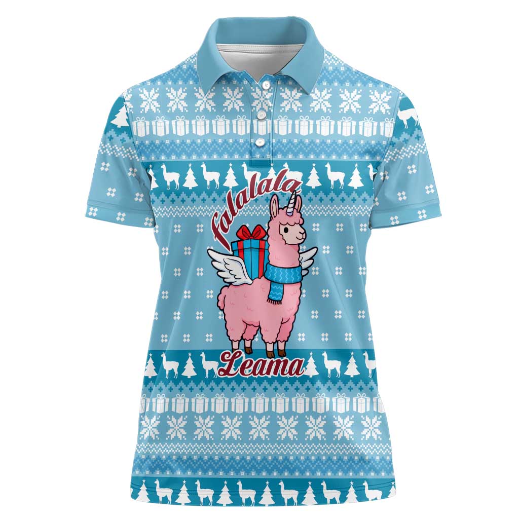 Pink Llama Christmas Women Polo Shirt Xmas Holiday Patterns - Wonder Print Shop