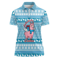 Pink Llama Christmas Women Polo Shirt Xmas Holiday Patterns - Wonder Print Shop