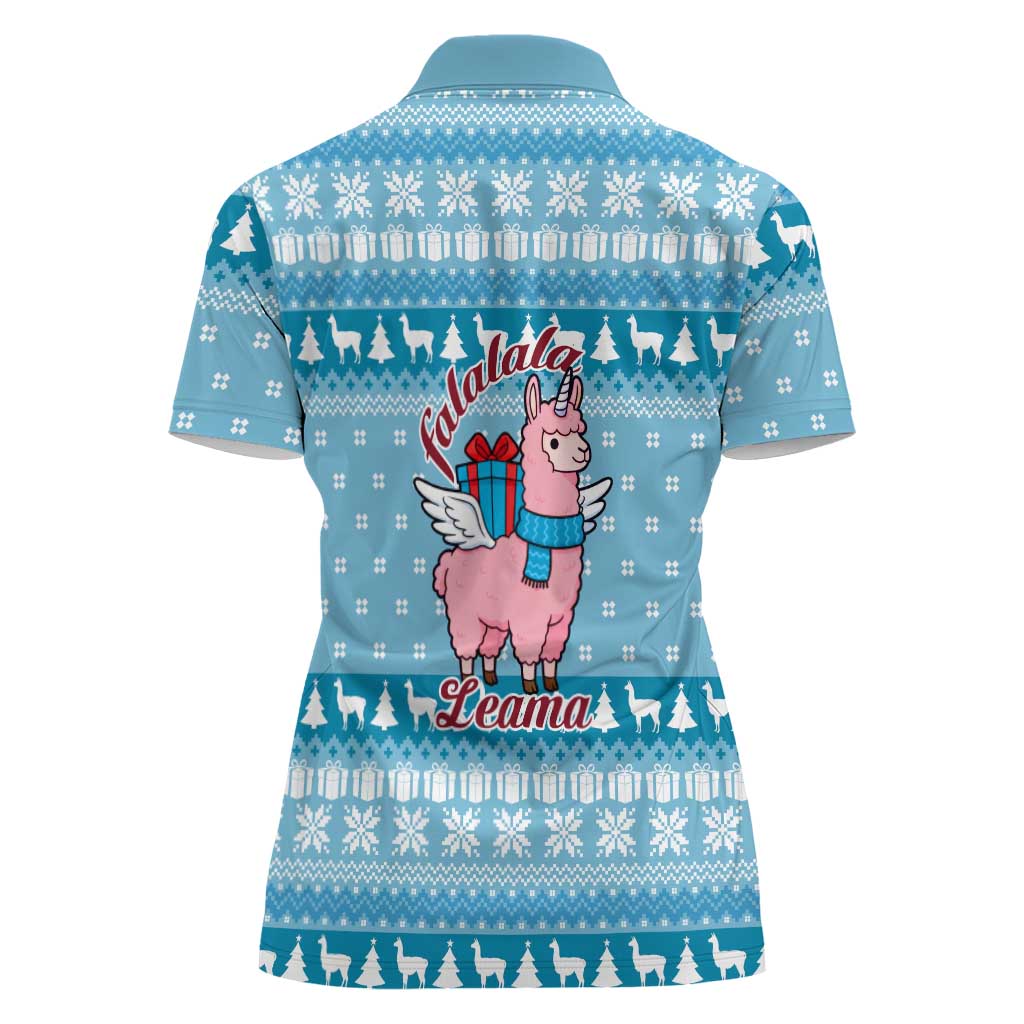 Pink Llama Christmas Women Polo Shirt Xmas Holiday Patterns - Wonder Print Shop