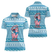 Pink Llama Christmas Women Polo Shirt Xmas Holiday Patterns - Wonder Print Shop