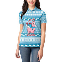 Pink Llama Christmas Women Polo Shirt Xmas Holiday Patterns - Wonder Print Shop
