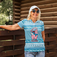 Pink Llama Christmas Women Polo Shirt Xmas Holiday Patterns - Wonder Print Shop
