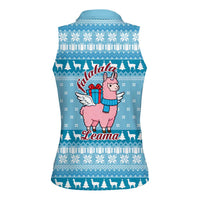 Pink Llama Christmas Women Sleeveless Polo Shirt Xmas Holiday Patterns - Wonder Print Shop