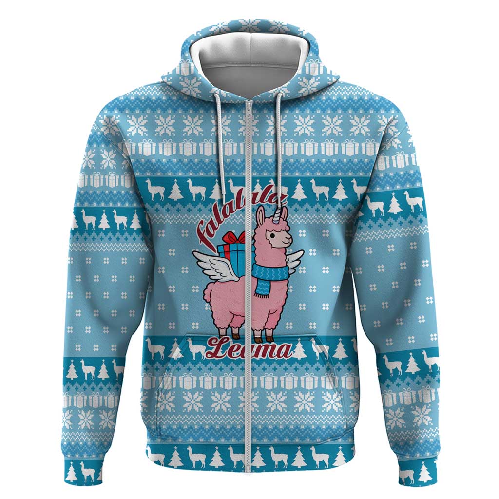 Pink Llama Christmas Zip Hoodie Xmas Holiday Patterns - Wonder Print Shop