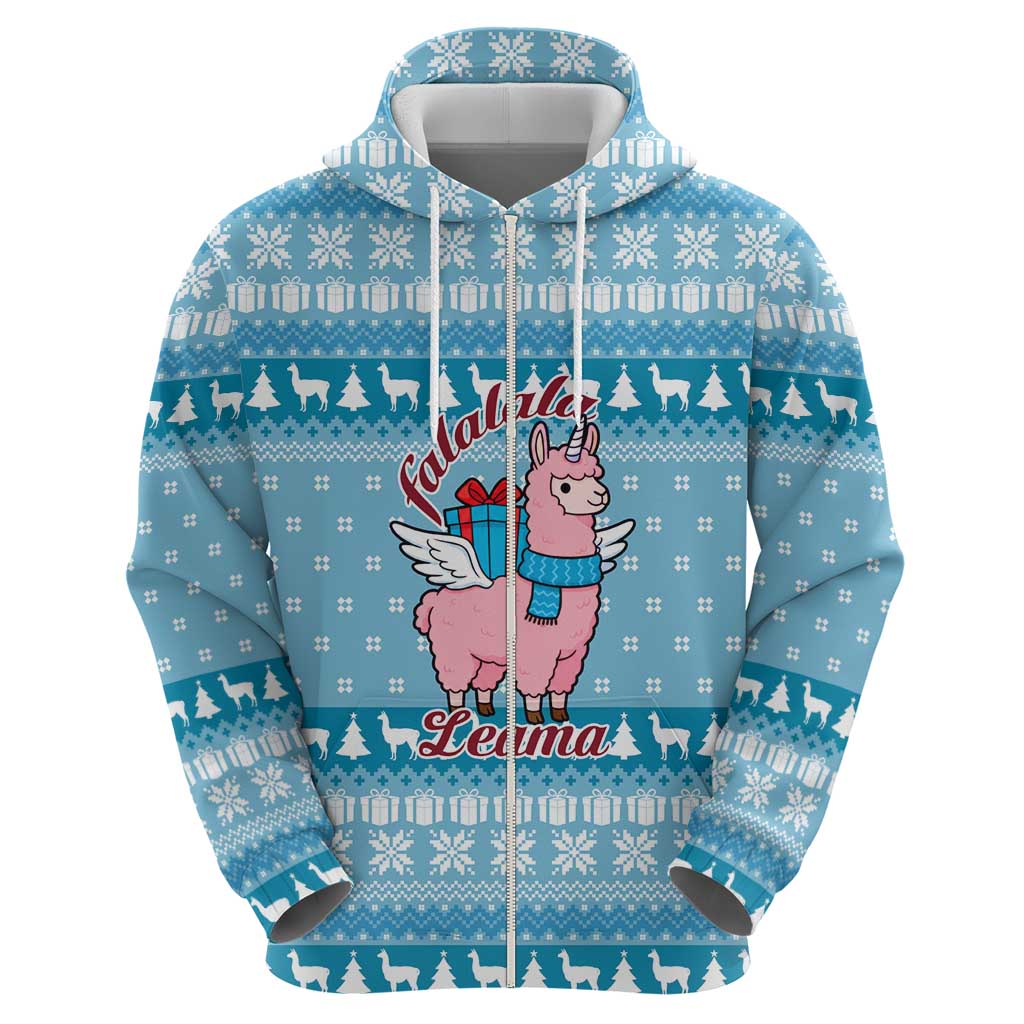 Pink Llama Christmas Zip Hoodie Xmas Holiday Patterns - Wonder Print Shop