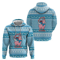 Pink Llama Christmas Zip Hoodie Xmas Holiday Patterns - Wonder Print Shop