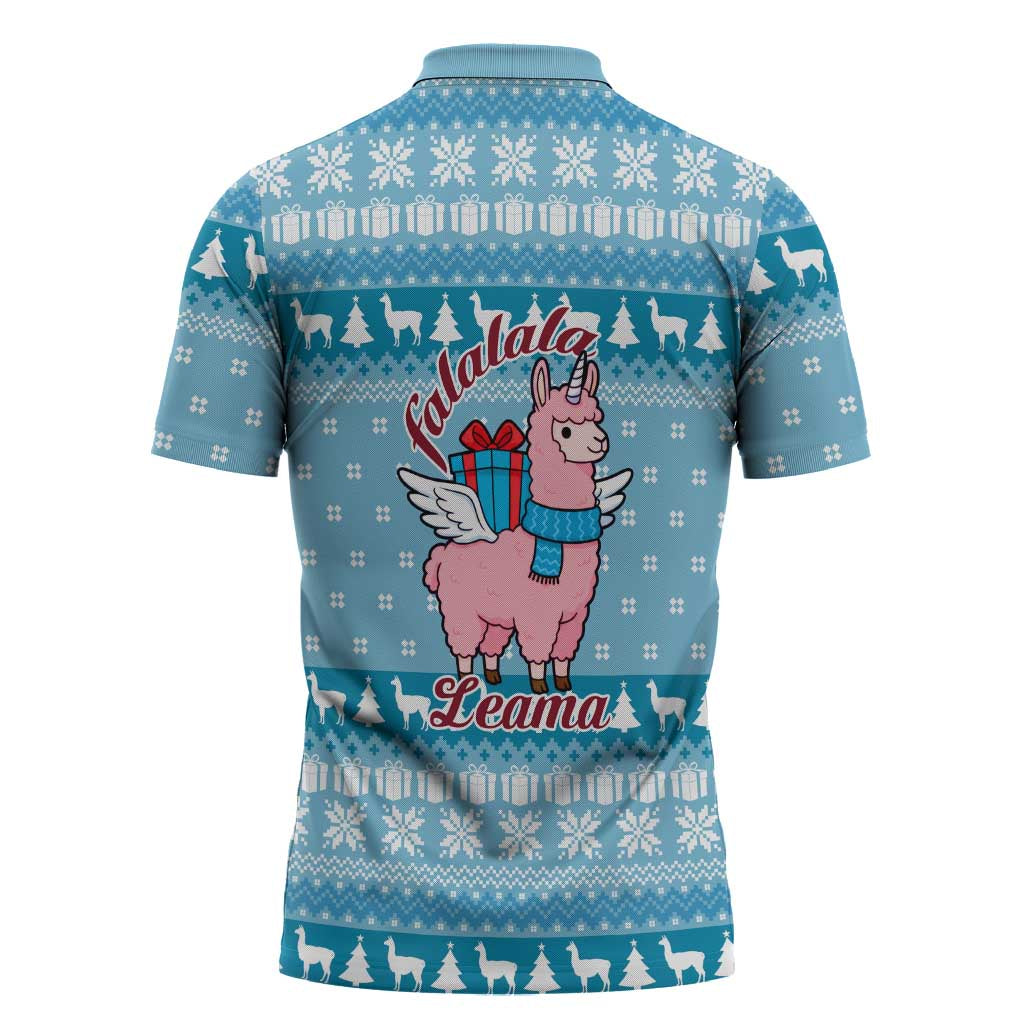 Pink Llama Christmas Zipper Polo Shirt Xmas Holiday Patterns - Wonder Print Shop