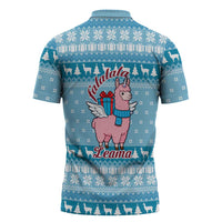 Pink Llama Christmas Zipper Polo Shirt Xmas Holiday Patterns - Wonder Print Shop